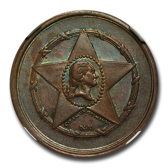 1861-65 Not One Cent Civil War Token MS-65 NGC (Brown F-105/355a) 1861-65 Not One Cent Civil War Token MS-65 NGC (Brown F-105/355a)