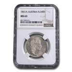 1861-A Austria Silver Florin MS-63 NGC