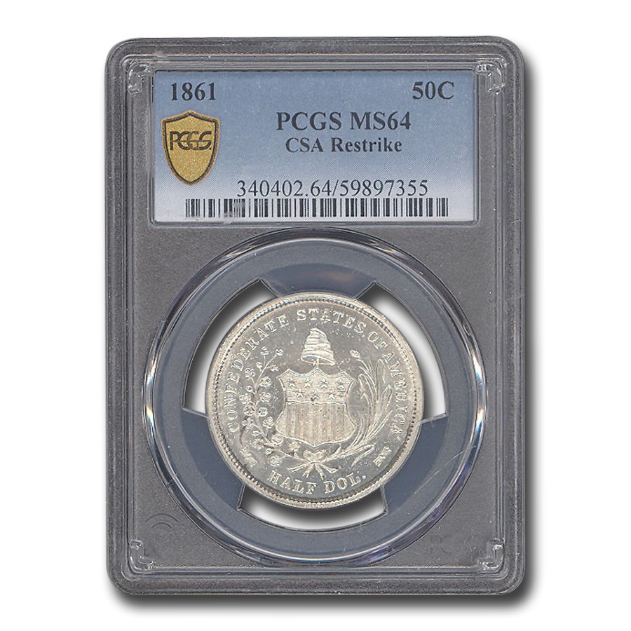 1861 Confederate States of America 50¢ Restrike MS-64 PCGS