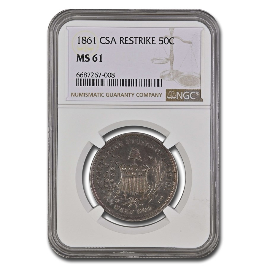 1861 CSA Half Dollar Restrike MS-61 NGC