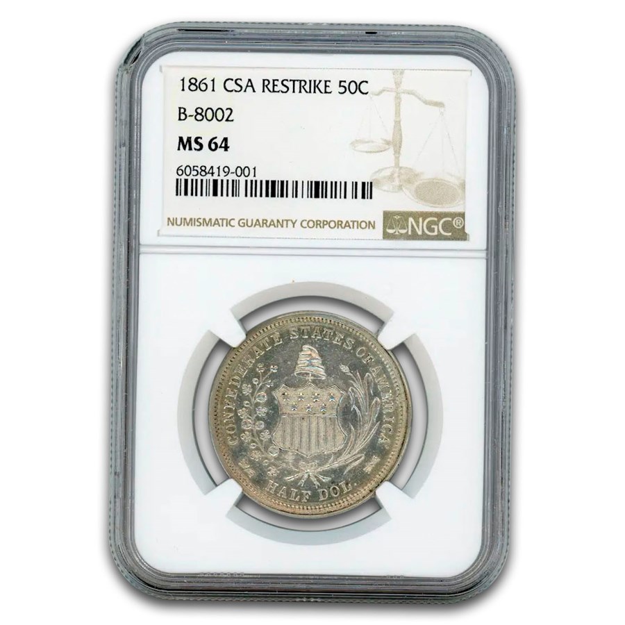 1861 CSA Half Dollar Restrike MS-64 NGC (B-8002)