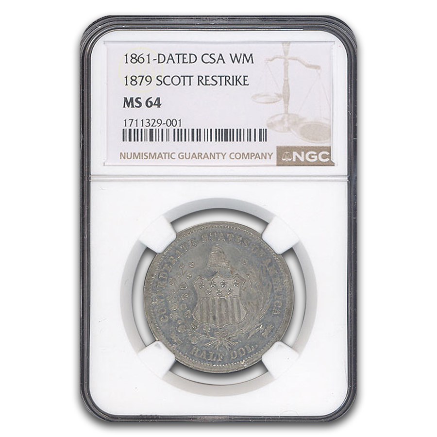Scott Restrikes Buy 1861 CSA Half Dollar MS-64 NGC 1879 Restrike | APMEX