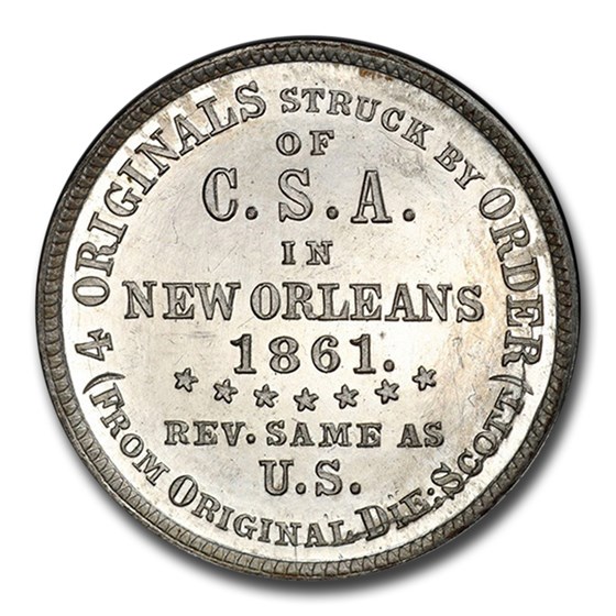 Scott Restrikes Buy 1861 CSA Half Dollar Scott Restrike MS-63 PCGS CAC | APMEX