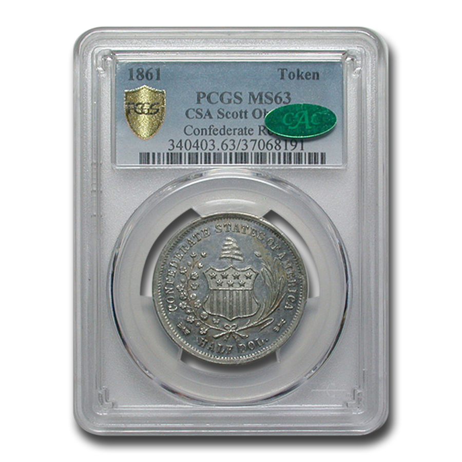 Buy 1861 CSA Half Dollar Scott Restrike MS-63 PCGS CAC | APMEX