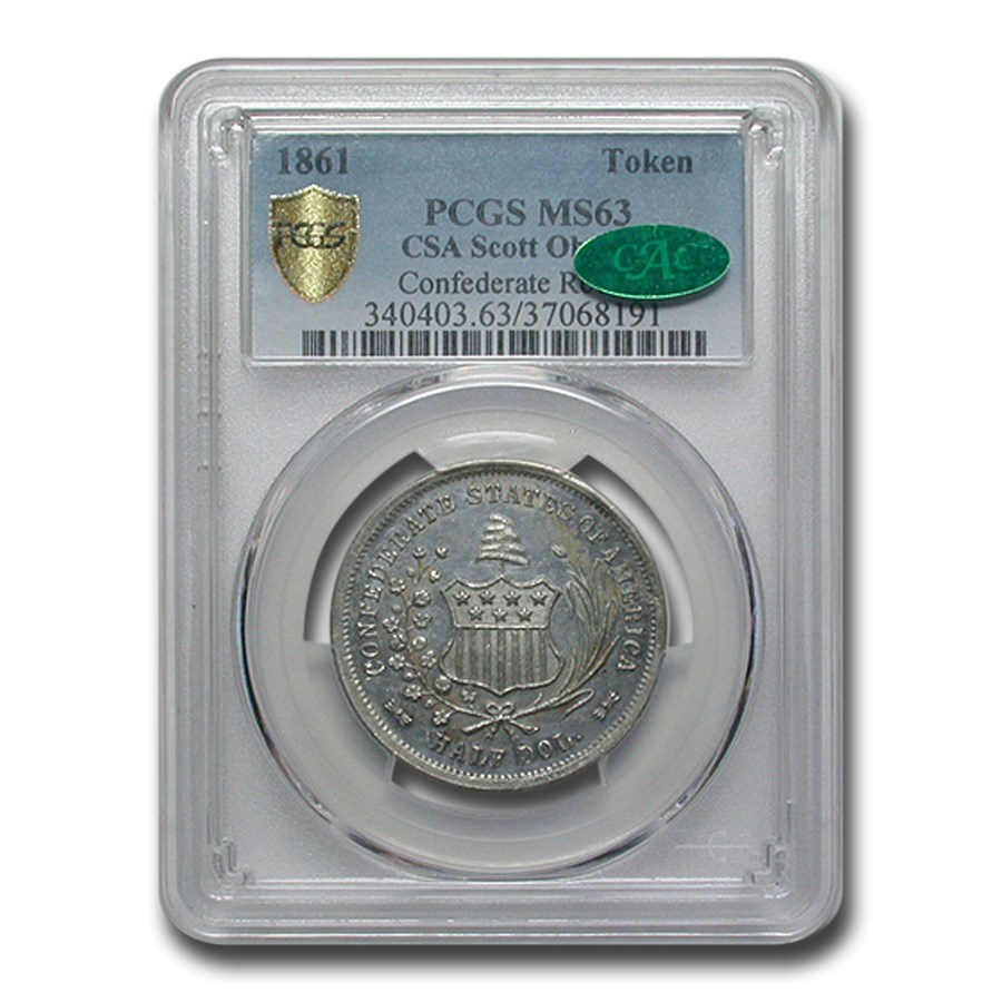 Scott Restrikes Buy 1861 CSA Half Dollar Scott Restrike MS-63 PCGS CAC | APMEX