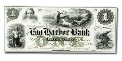 1861 Egg Harbor Bank, NJ $1.00 Note NJ-115 CU 1861 Egg Harbor Bank, NJ $1.00 Note NJ-115 CU
