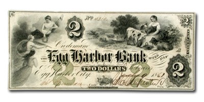 1861 Egg Harbor Bank, NJ $2.00 Note NJ-115 AU 1861 Egg Harbor Bank, NJ $2.00 Note NJ-115 AU