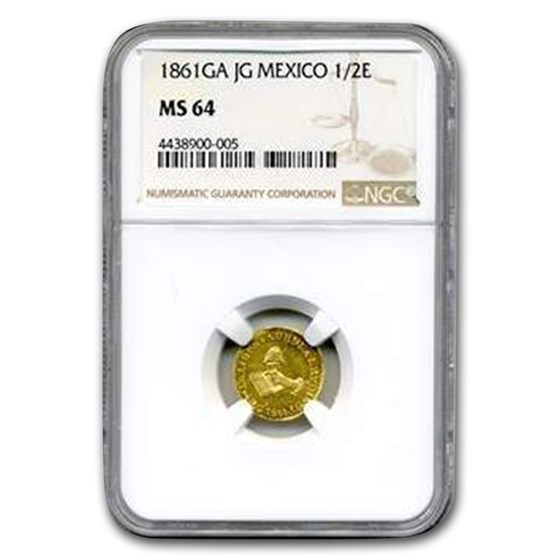 1861 Ga-JG Mexico Gold 1/2 Escudo MS-64 NGC 1861 Ga-JG Mexico Gold 1/2 Escudo MS-64 NGC