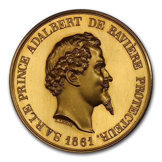 1861 German States Bavaria Gold Pattern Medal SP-62 PCGS 1861 German States Bavaria Gold Pattern Medal SP-62 PCGS