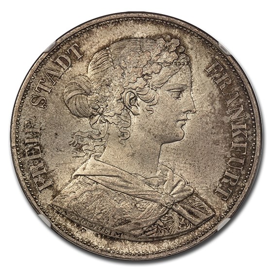 1861 German States Frankfurt am Main Silver 2 Thaler MS-65 NGC 1861 German States Frankfurt am Main Silver 2 Thaler MS-65 NGC