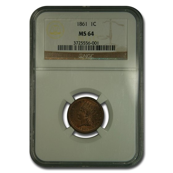 1861 Indian Head Cent MS-64 NGC