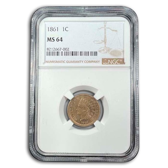 1861 Indian Head Cent MS-64 NGC 1861 Indian Head Cent MS-64 NGC