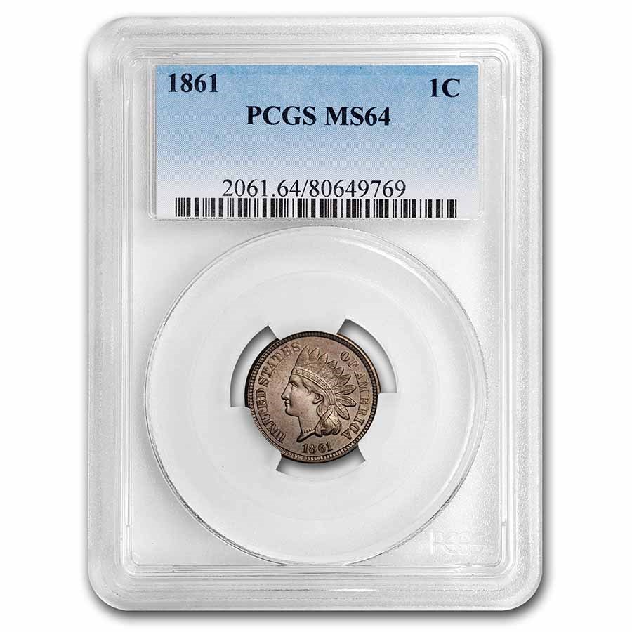 1861 Indian Head Cent MS-64 PCGS