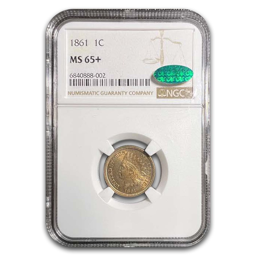 1861 Indian Head Cent MS-65+ NGC CAC