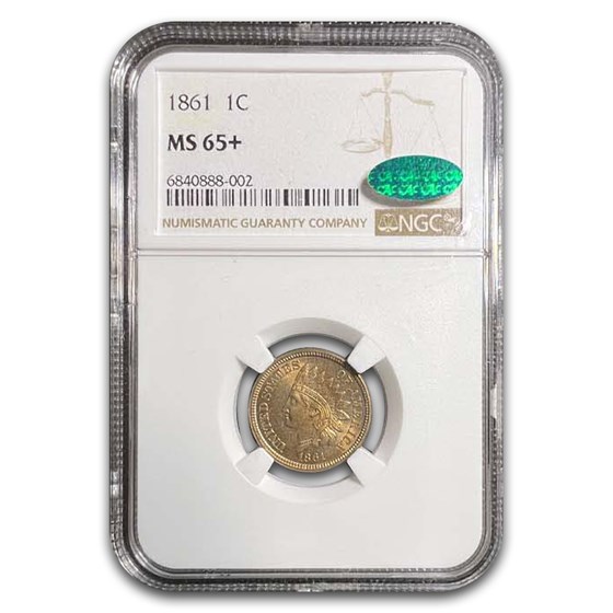 1861 Indian Head Cent MS-65+ NGC CAC 1861 Indian Head Cent MS-65+ NGC CAC