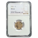 1861 Indian Head Cent MS-66 NGC