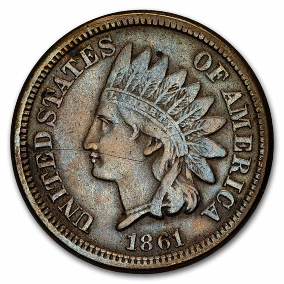 1861 Indian Head Cent XF Details