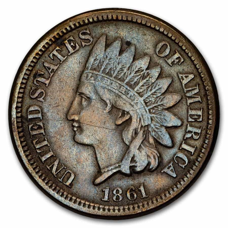 1861 Indian Head Cent XF Details