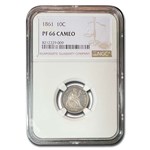 1861 Liberty Seated Dime PR-66 Cameo NGC