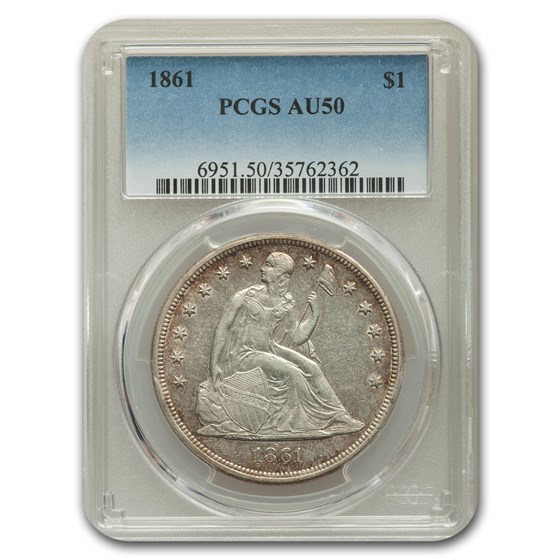 1861 Liberty Seated Dollar AU-50 PCGS 1861 Liberty Seated Dollar AU-50 PCGS