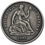 1861 Liberty Seated Half Dime XF