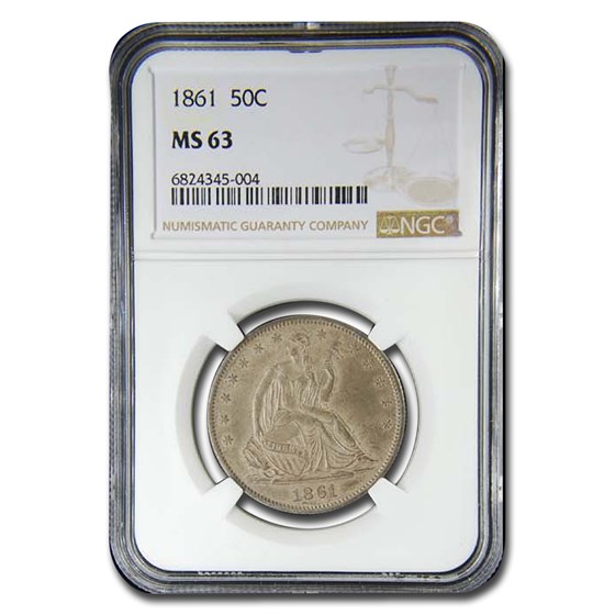 1861 Liberty Seated Half Dollar MS-63 NGC 1861 Liberty Seated Half Dollar MS-63 NGC