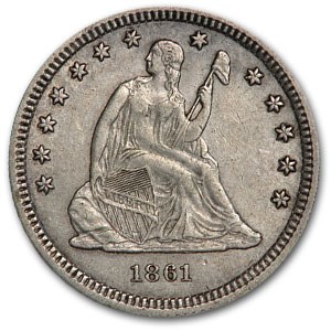 1861 Liberty Seated Quarter AU 1861 Liberty Seated Quarter AU