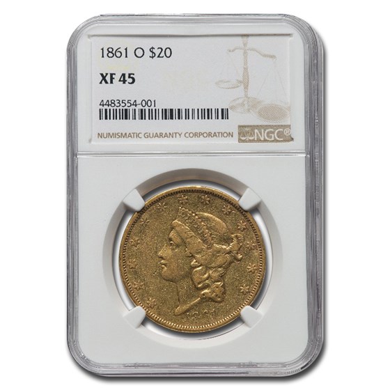 1861-O $20 Liberty Gold Double Eagle XF-45 NGC