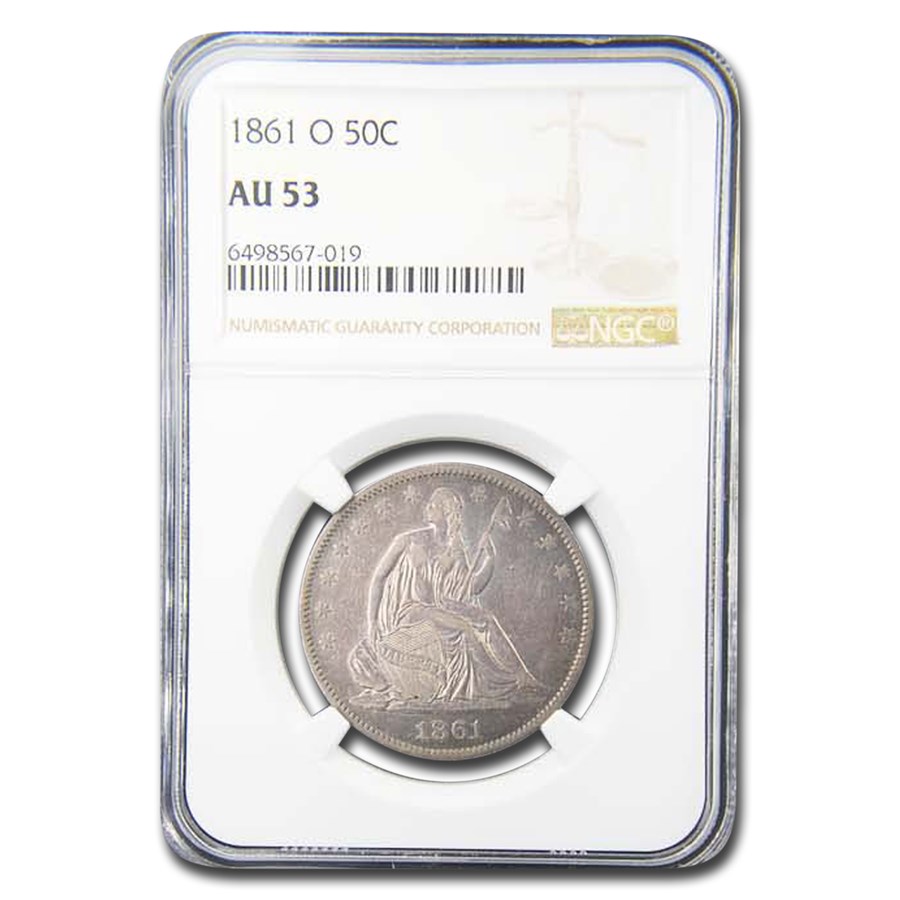 1861-O Liberty Seated Half Dollar AU-53 NGC
