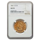 1861-S $10 Liberty Gold Eagle AU-55 NGC