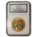 1861-S $20 Liberty Gold Double Eagle AU-53 NGC (SS Republic)