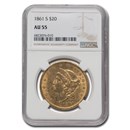 1861-S $20 Liberty Gold Double Eagle AU-55 NGC