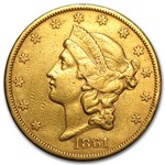 1861-S $20 Liberty Gold Double Eagle XF Details (Cleaned)