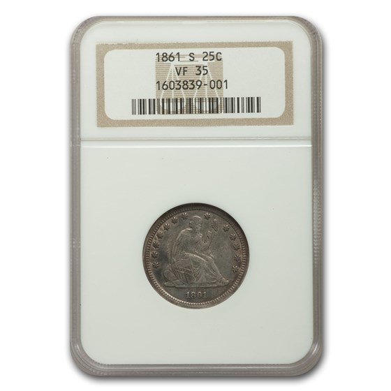 1861-S Liberty Seated Quarter VF-35 NGC 1861-S Liberty Seated Quarter VF-35 NGC