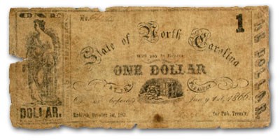 1861 The State of North Carolina $1.00 Cr#24 VG 1861 The State of North Carolina $1.00 Cr#24 VG