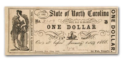 1861 The State of North Carolina $1.00 Cr#32b XF 1861 The State of North Carolina $1.00 Cr#32b XF