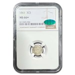 1861 Three Cent Silver MS-66+ NGC CAC