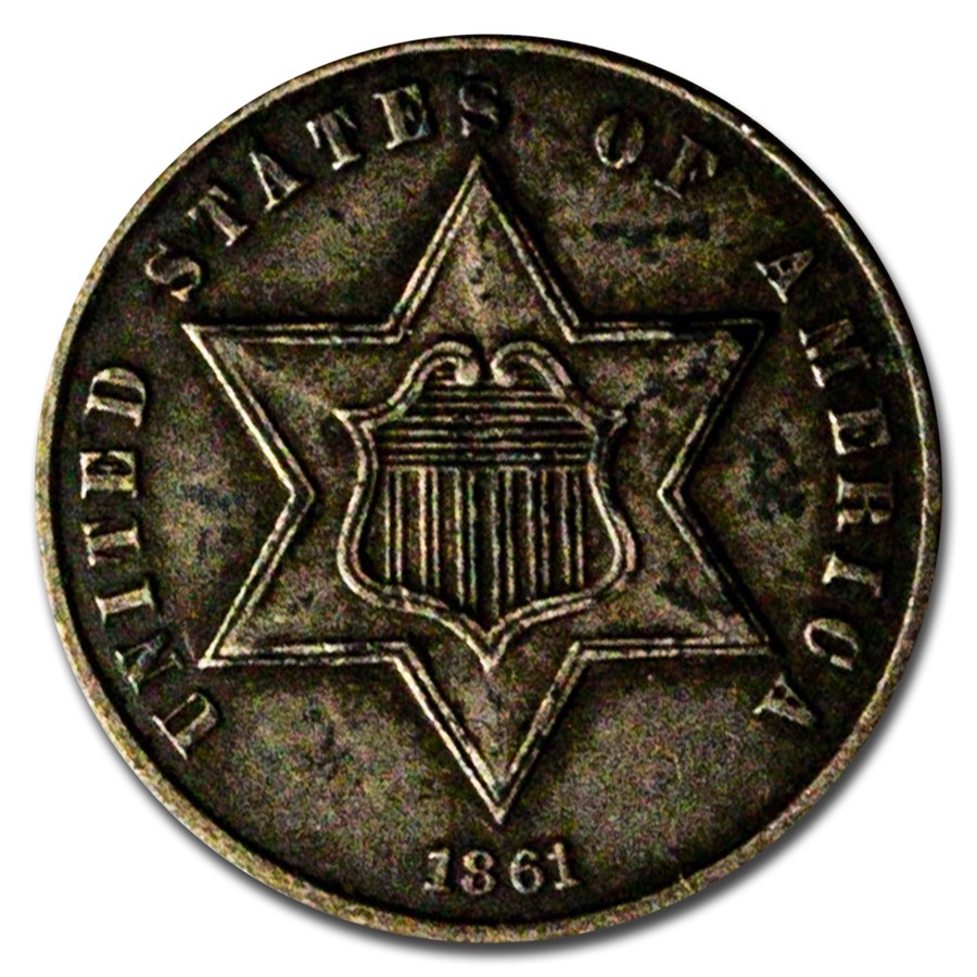 1861 Three Cent Silver XF