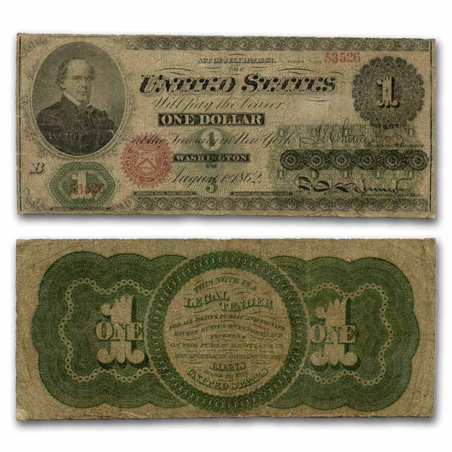 1862 $1.00 Legal Tender Salmon P. Chase Fine (Fr#16)