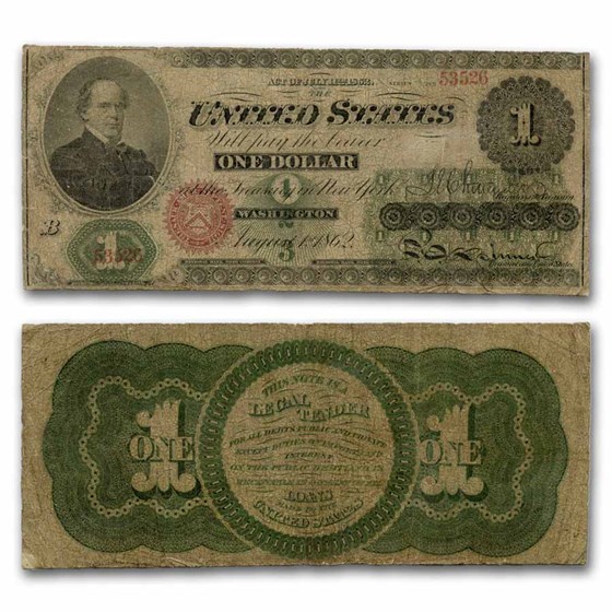 1862 $1.00 Legal Tender Salmon P. Chase Fine (Fr#16) 1862 $1.00 Legal Tender Salmon P. Chase Fine (Fr#16)