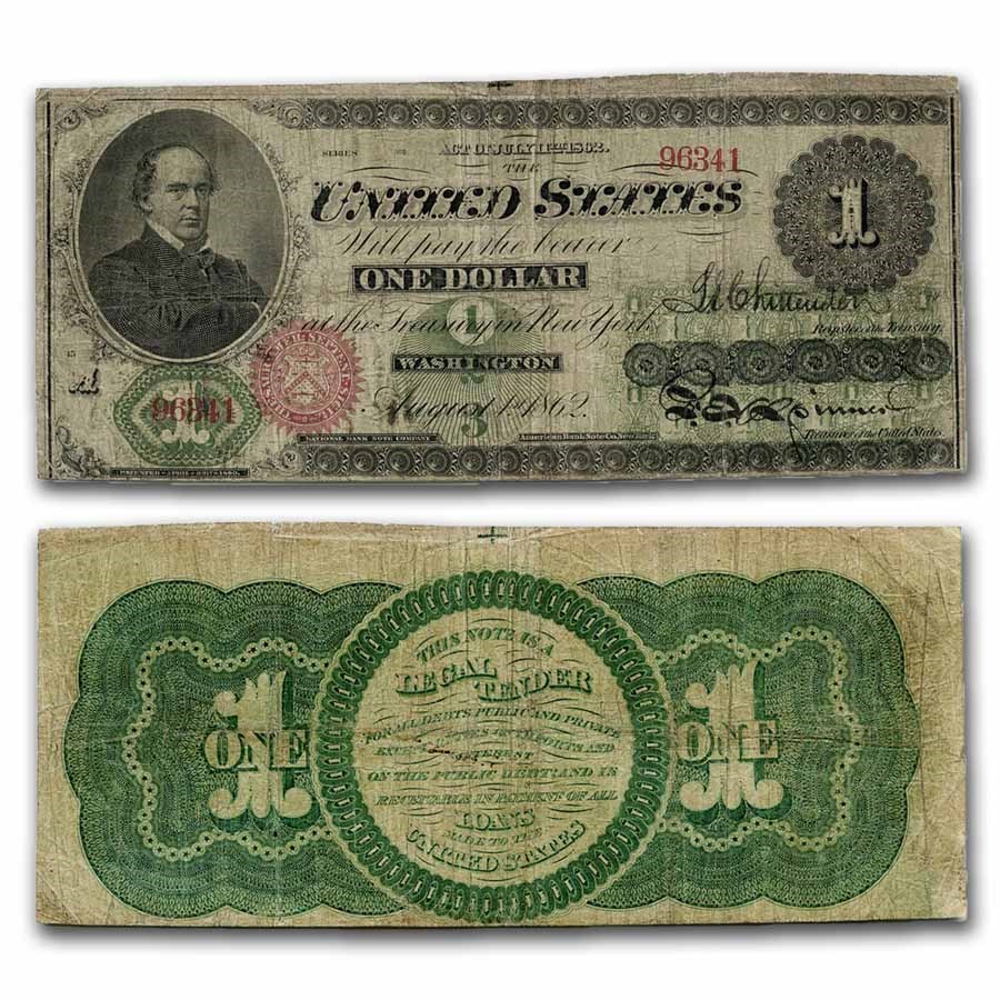 1862 $1.00 Legal Tender Salmon P. Chase Fine (Fr#17A)