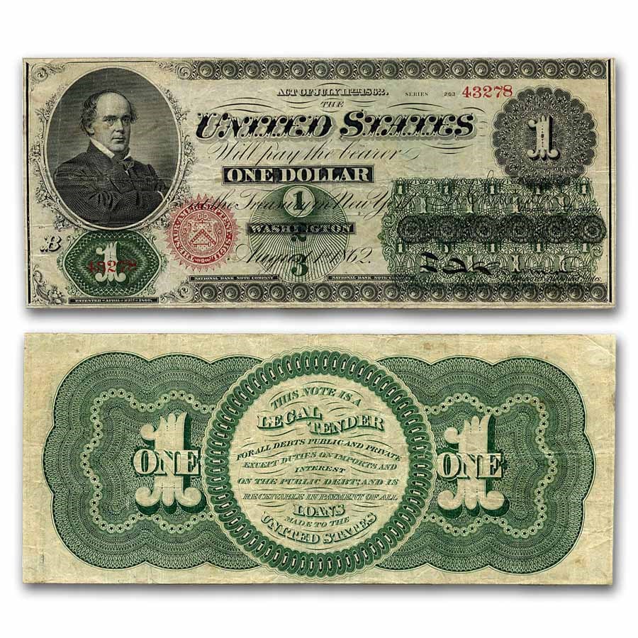 1862 $1.00 Legal Tender Salmon P. Chase VF (Fr#16C)
