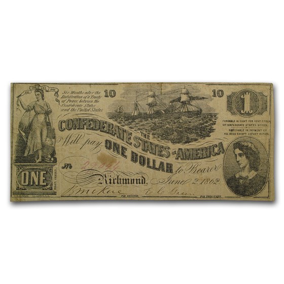 1862 $1.00 (T-44) Steamship at Sea, Lucy Pickens VF 1862 $1.00 (T-44) Steamship at Sea, Lucy Pickens VF