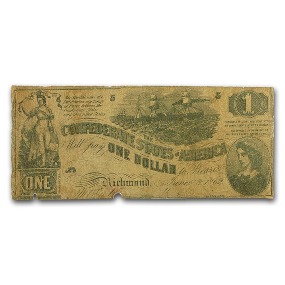 1862 $1.00 (T-44) Steamship at Sea, Lucy Pickens VG 1862 $1.00 (T-44) Steamship at Sea, Lucy Pickens VG