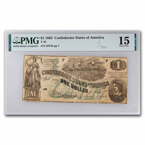 1862 $1.00 (T-45) Lucy Pickens Steamship F-15 PMG 1862 $1.00 (T-45) Lucy Pickens Steamship F-15 PMG
