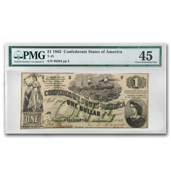 1862 $1.00 (T-45) Lucy Pickens Steamship XF-45 PMG 1862 $1.00 (T-45) Lucy Pickens Steamship XF-45 PMG