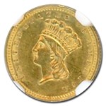 1862 $1 Indian Head Gold AU-55 NGC