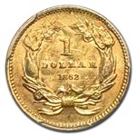 1862 $1 Indian Head Gold Dollar MS-62 PCGS