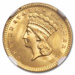1862 $1 Indian Head Gold MS-63 NGC CAC