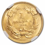 1862 $1 Indian Head Gold MS-63 NGC CAC